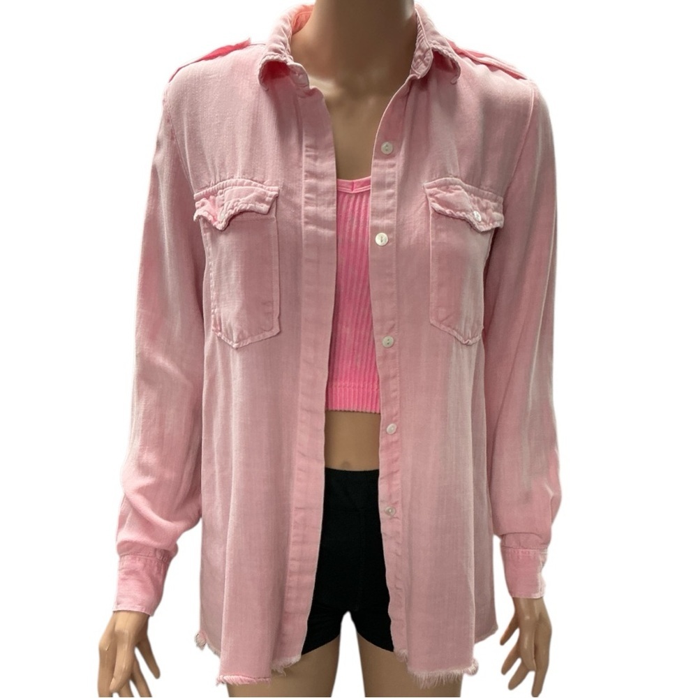 Zara - EC - Premium Denim Collection Pink Button-Down Shirt